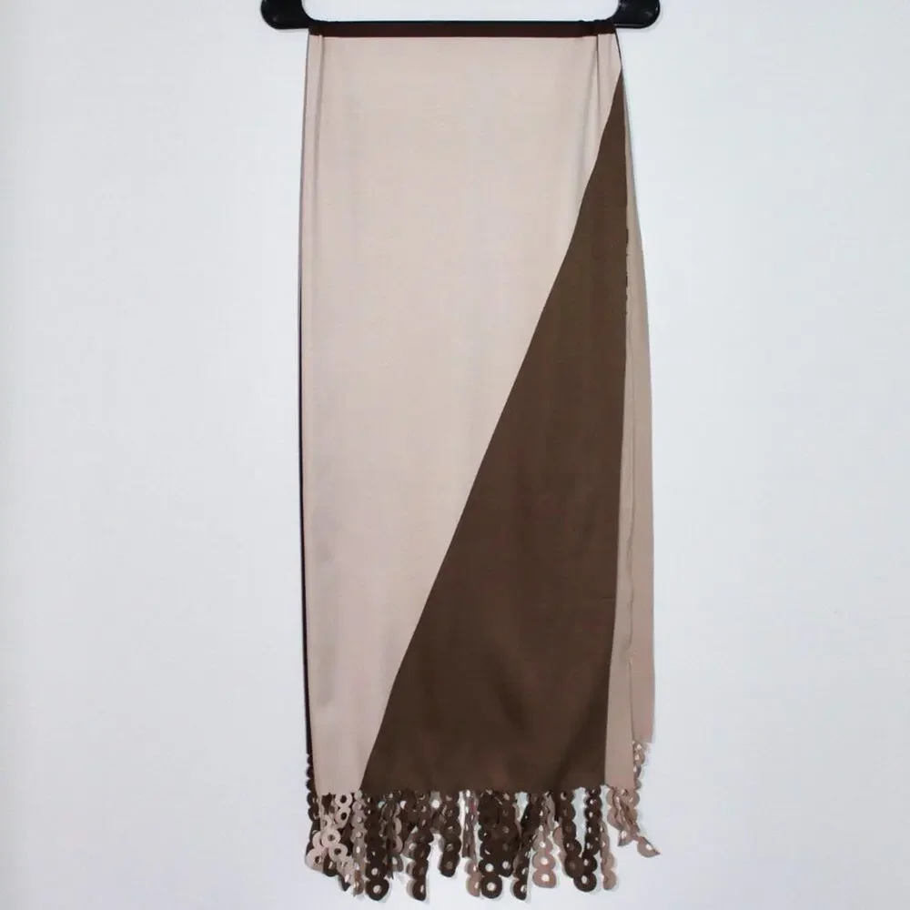 Brown Tones Brown Geometric Shawl Scarf Asymmetric